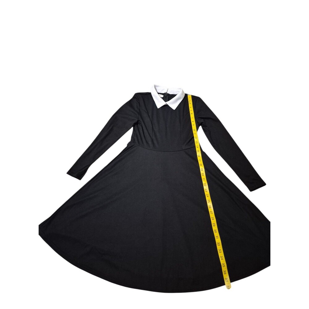Wednesday Adams Dark Gothic Dress Small Peter Pan Collar Dark Academia Cosplay - Picture 7 of 10